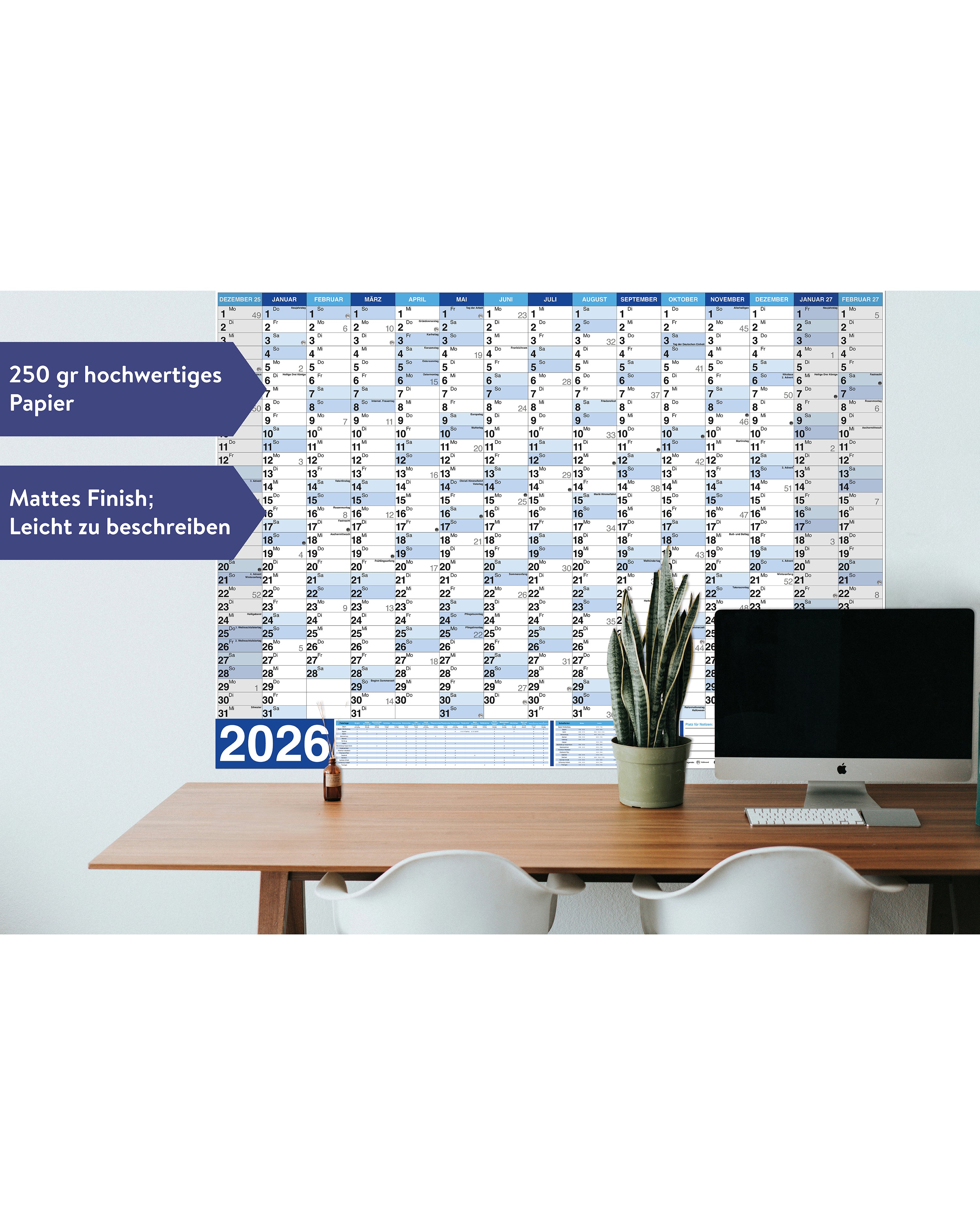 Wandkalender XXL Poster 2026 Papier 250 gr. / matt