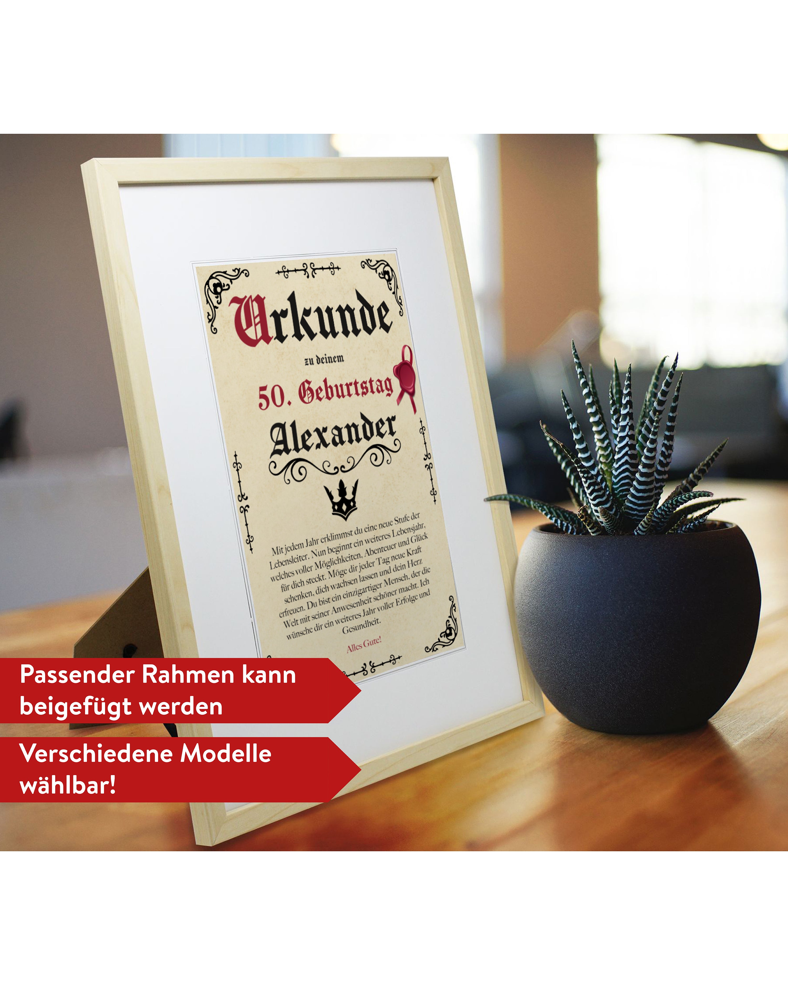 Birthday Certificate Personalizable with Age + Desired Name - Parchment Style Antique Vintage - 20x30 cm