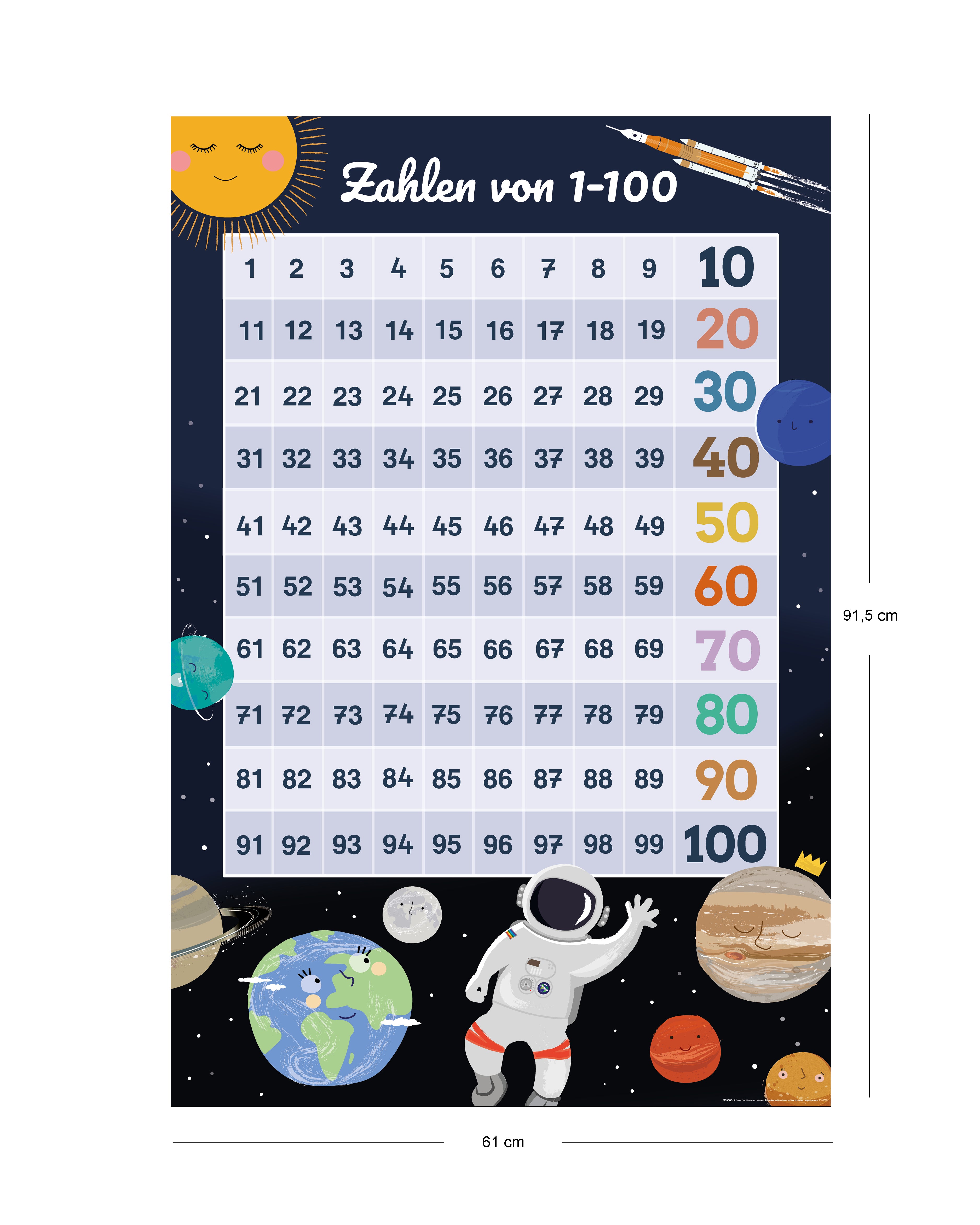 Zahlen 1-100 Universum & Astronauten Design