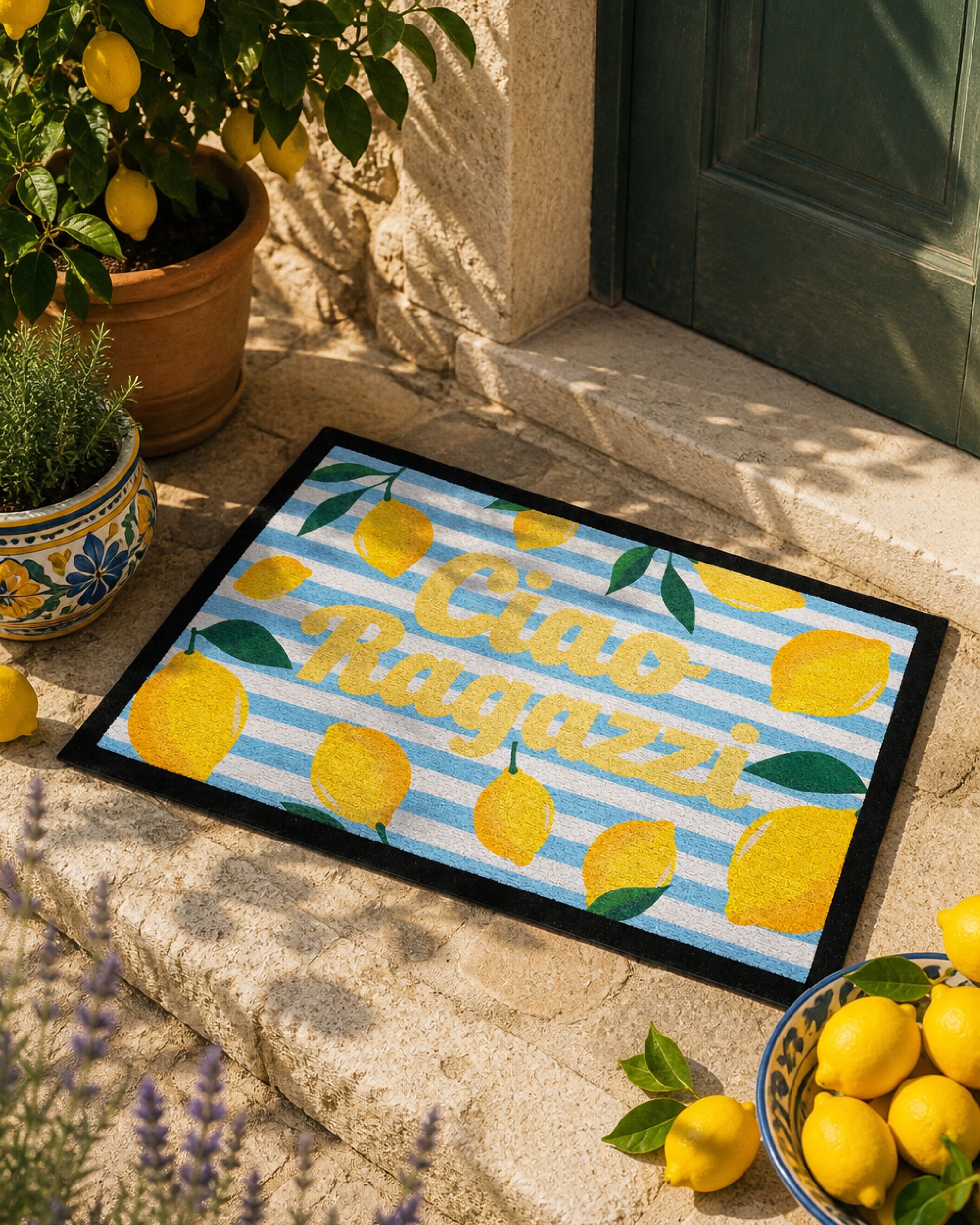 Ciao Ragazzi Fußmatte | 60x40 cm | Lemon & Stripe Edition