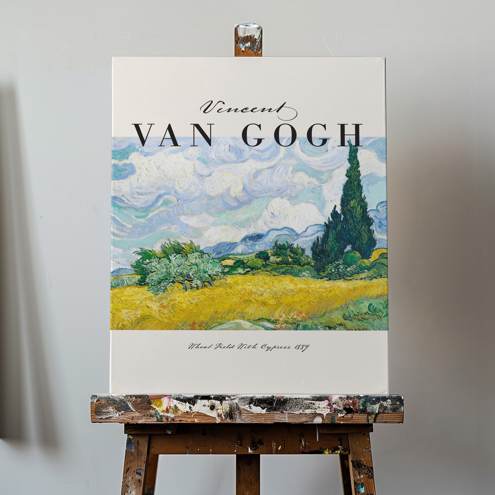 Ausstellungsplakat Vincent van Gogh mit dem Gemälde Weizenfeld mit Zypressen