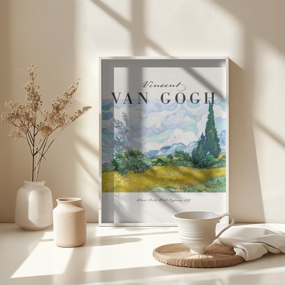 Ausstellungsplakat Vincent van Gogh mit dem Gemälde Weizenfeld mit Zypressen