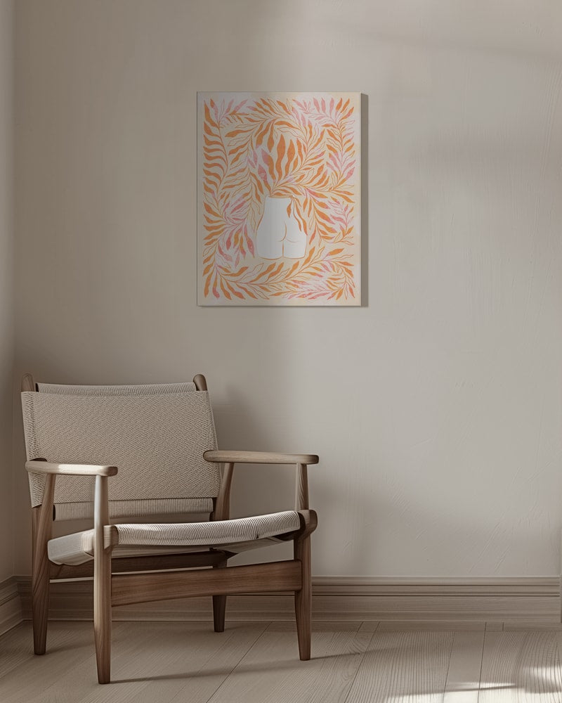 Silhouette mit orangen Blättern