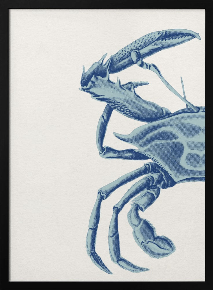 Vintage-Illustration einer blauen Krabbe auf hellem Hintergrund