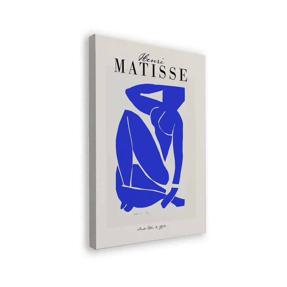 Ausstellungsplakat Henri Matisse mit blauem Scherenschnitt einer sitzenden Figur