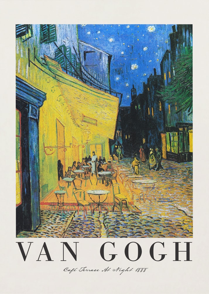 Ausstellungsplakat Vincent van Gogh mit dem Gemälde Caféterrasse am Abend