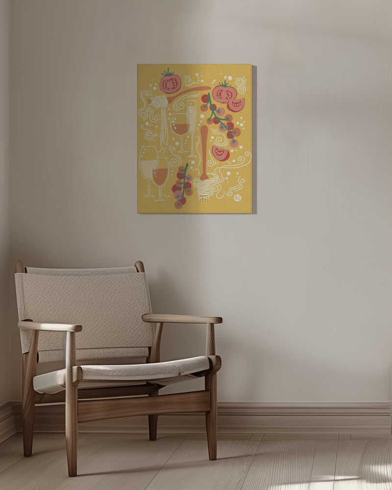 Pasta Paradise [yellow] Tomato and Wine – Playful Italian Pasta Illustration